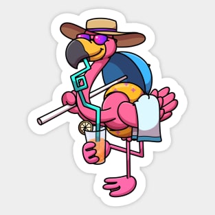Flamingo On The Beach Sticker